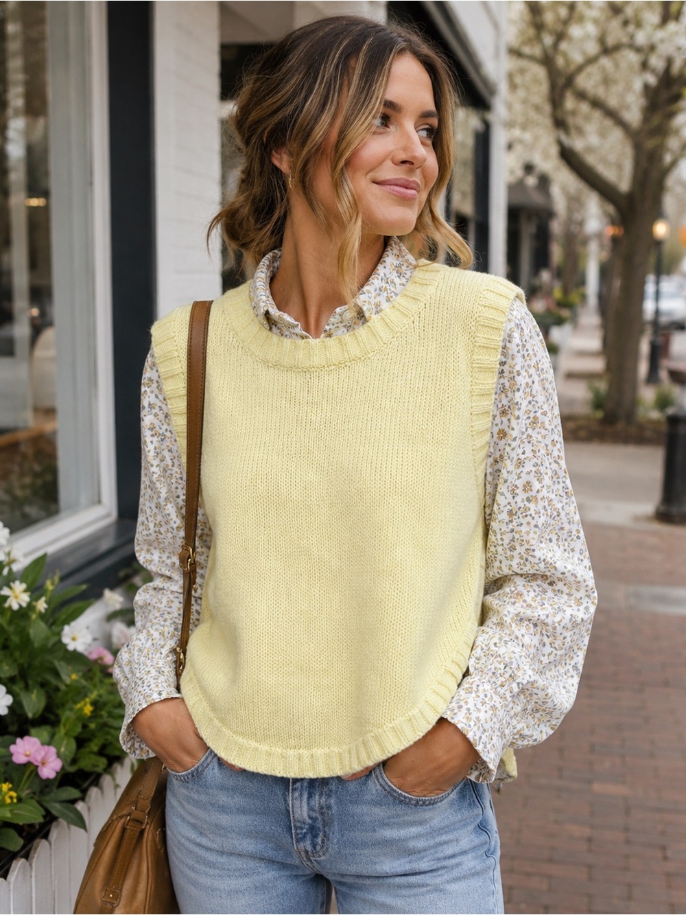Papermoon Pale Yellow Knit Sweater Vest